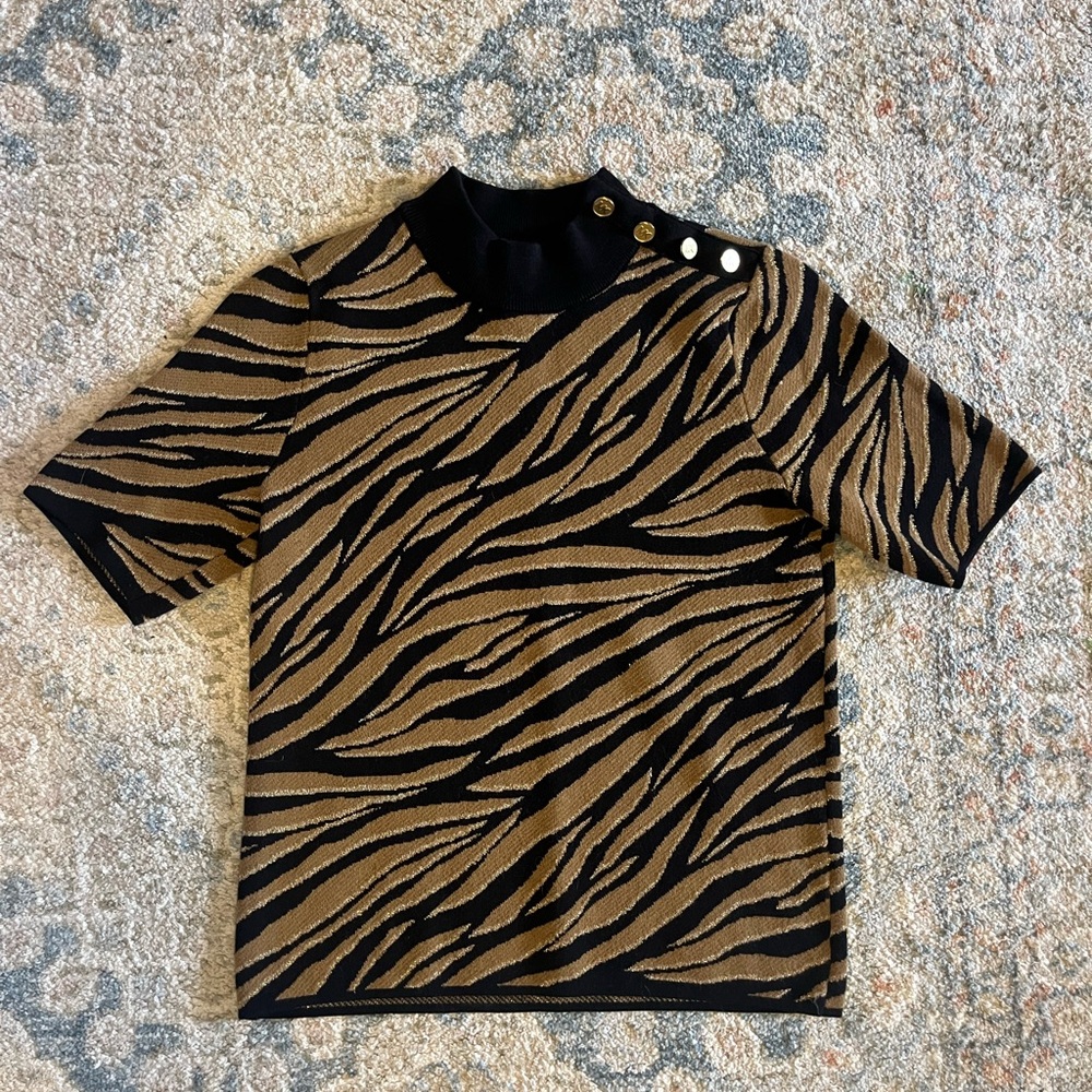 Michael Kors Black and Tan Tiger Print Kids Tee